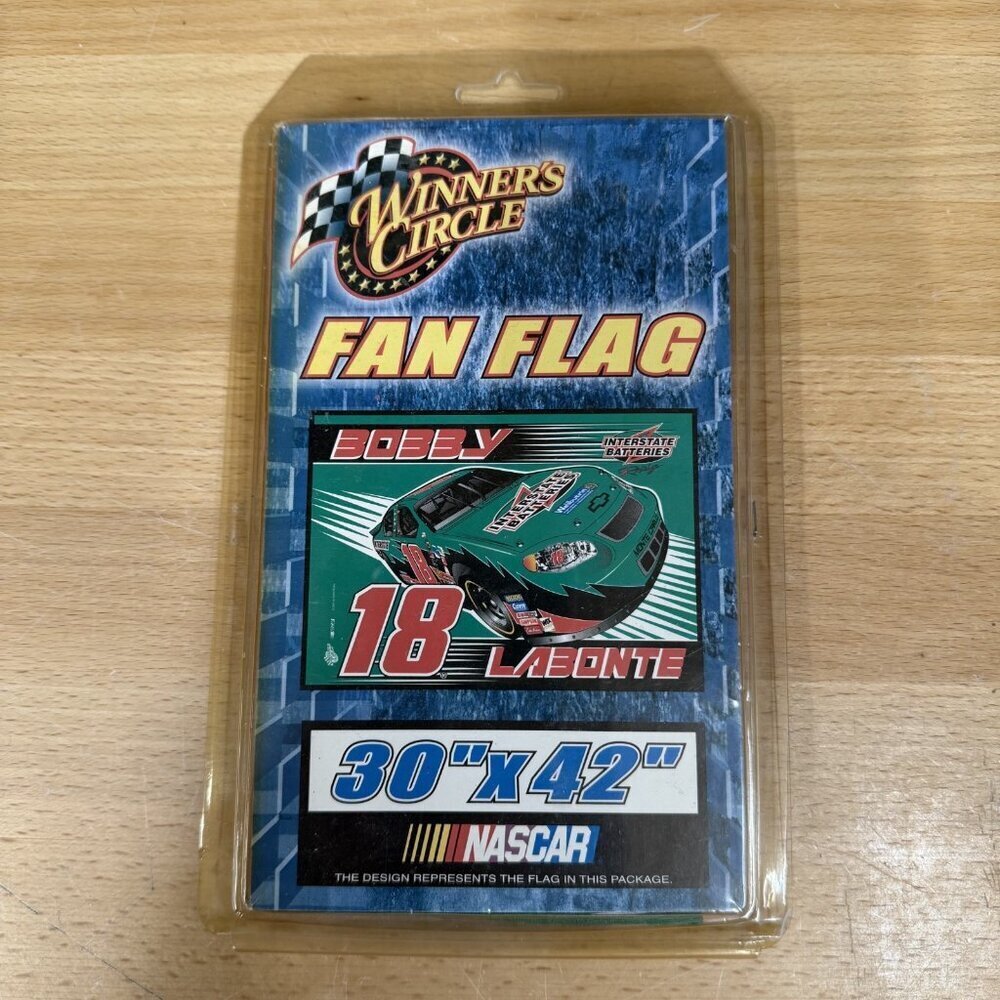 RARE VINTAGE 90s NASCAR Interstate Batteries Bobby LABONTE FLAG 30" X 42" Banner